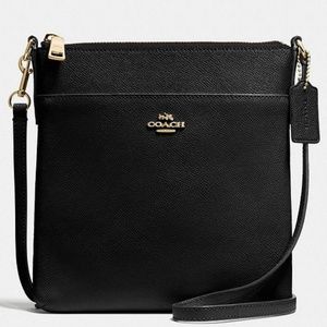 Coach Crossgrain Leather Messenger Crossbody Bag (Black/Gold)
